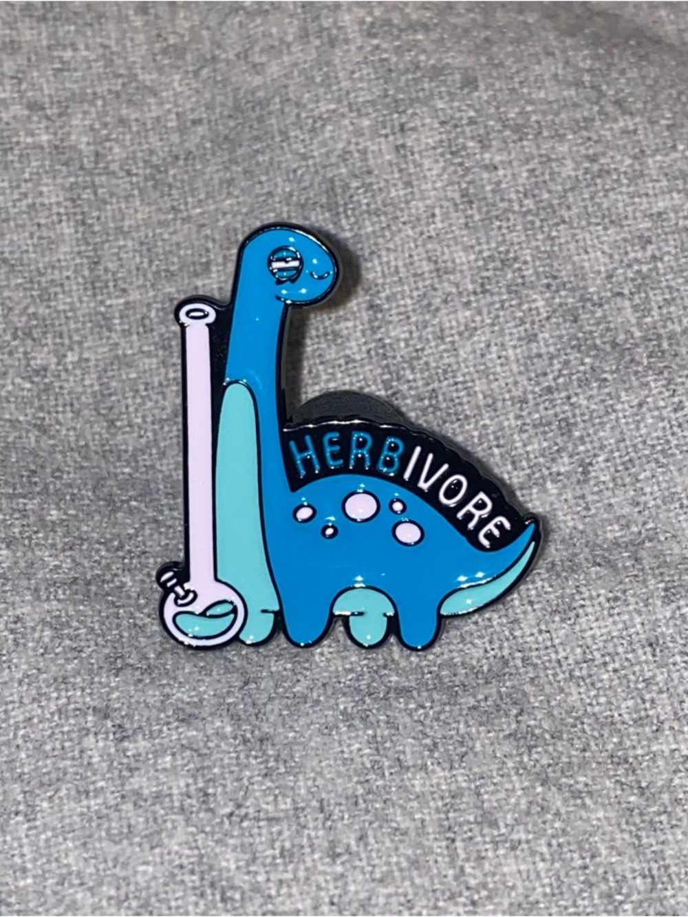 Blue 'Herbivore' Stoned Dinosaur Weed Enamel Pin